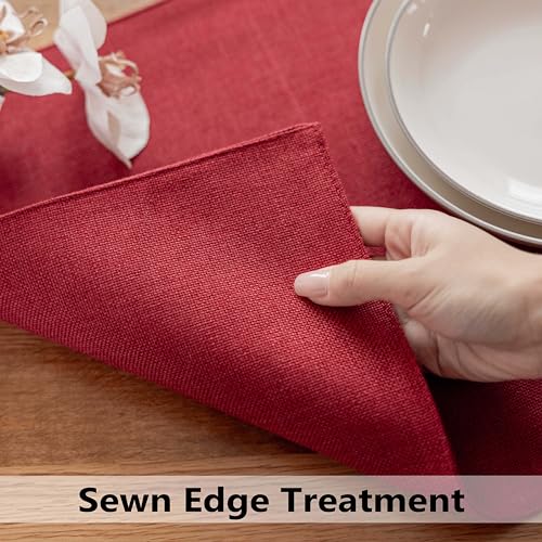 Demetex Red Placemats Set of 8 Fade Resistant Linen Placemats Modern Decorative Table Placemat for Holiday Wedding Birthday, 13x19 inch, Wine Red - color: Red, size: Placemats set of 8