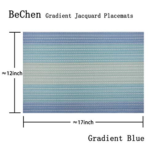Placemats Washable Easy to Clean PVC Placemat for Kitchen Table Heat-resistand Woven Vinyl Hard Table Mats 12x18 inches Set of 4 (Blue) - color: 02: Coastal, size: 4 Placemats
