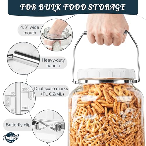 1.5 Gallon Glass Fermentation Jars with Lids & Airlocks, 2 Pack - size: 1.5 Gallon