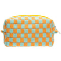 Checkered Makeup Bag for Purse, Small Travel Cosmetic Pouch,Orange Green - color: Orange Green