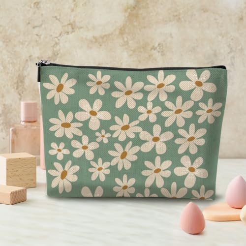 Daisy Floral Makeup Bag, Boho Makeup Organizer Cosmetic Bags for Women - color: CuteDaisy03