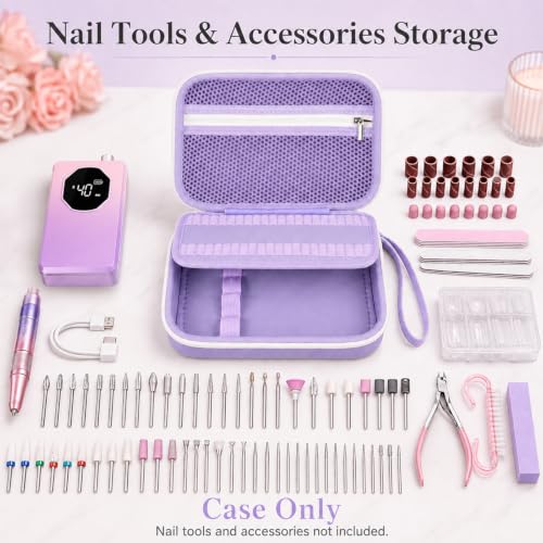 ALKOO 40-Slot Nail Drill Organizer Case with Nail Drill Bit Holder - color: Purple