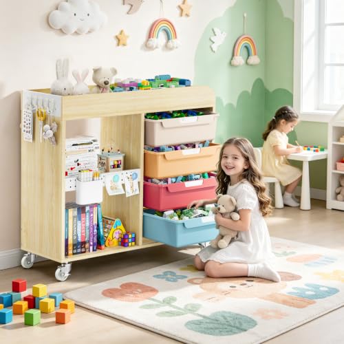 SYKIARIOL Craft Organizers and Art Supply Storage Art Cart, Classic Macaron - color: Classic Macaron