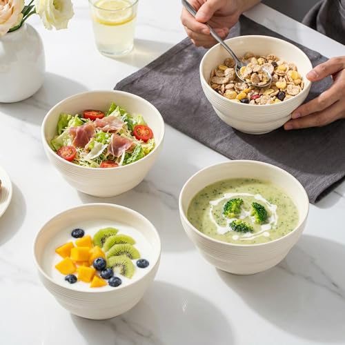 Ceramic Cereal Bowls Set of 6, 24.5 oz Soup Bowls, 6 Inch - size: Cereal Bowls Set of 6