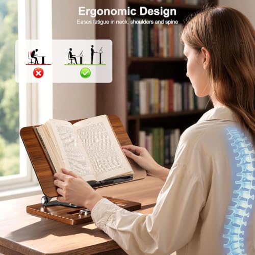 OPTIXCELL Book Stand for Reading, 360° Rotating Book Holder, Page Clips - style: Book Stand