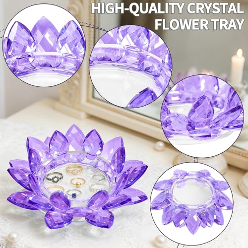 Crystal Flower Jewelry Tray, 1, 6.3" Purple - size: 6.3"(W)- Purple