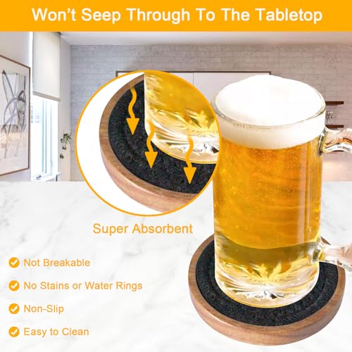 Wood Coasters for Drinks, Eykao Absorbent Coaster Sets of 5, Woven Drink Coasters for Coffee Table, Housewarming Gift for Farmhouse Home Decor,4 inches - color: Black