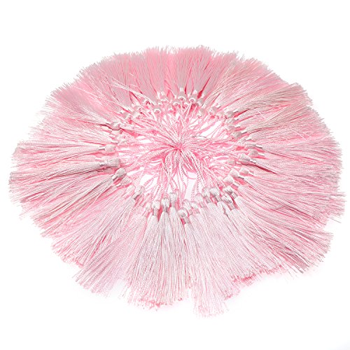 VAPKER Pink Silky Handmade Tassels - 100 Pieces, 13cm/5-Inch, with 2-Inch Cord Loop for Jewelry Making, DIY Projects, Bookmarks - color: H:pink