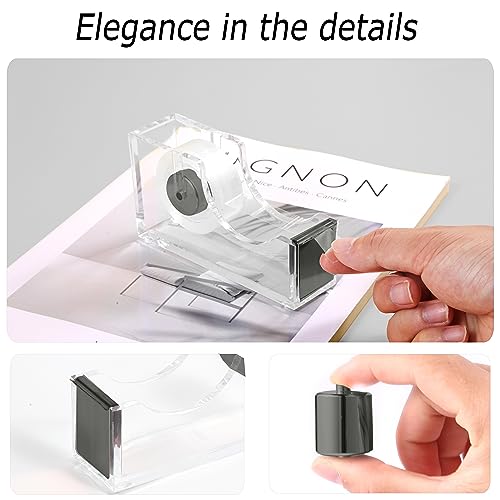 Office Desk Accessories, Acrylic Stapler, Staple Remover, Tape Holder, Pen Holder, Ballpoint Pen, Scissor, Binder Clips, 1000pcs Staples, Phone Holder, Ruler, Transparent Glue and 300 Notes - color: Black