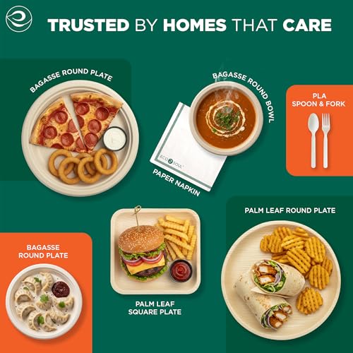 ECO SOUL 12 Oz Disposable Bagasse Paper Bowls, (100 Pack, Natural) - color: Natural