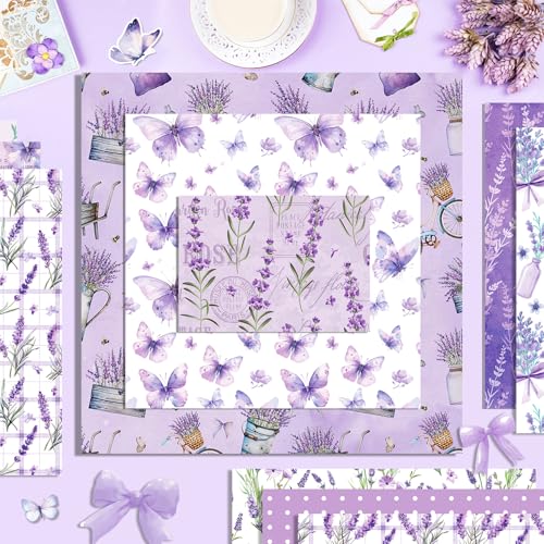 24 Sheets Lavender Scrapbook Paper 12''×12'' Double-Sided Pattern Paper