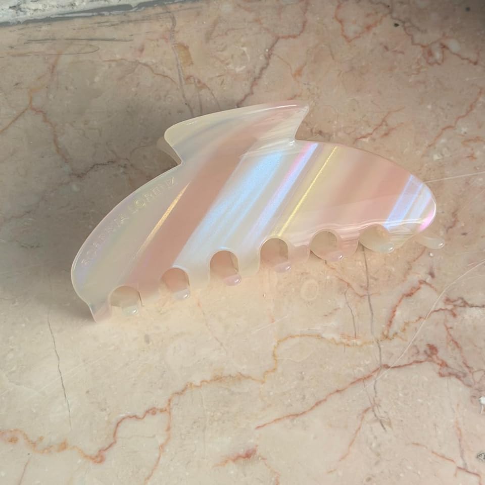Luxury whitepink Hair Claw Clip Premium Acetate Strong Hold 4 Inch - color: Light white