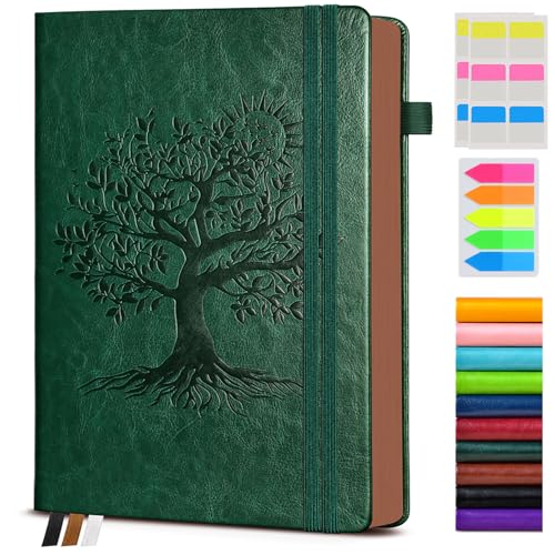 PAIBAS Lined Journal Notebook with 300 Page Numbered Pages, Vintage Leather - color: Green, size: B5 (7in x 10in)