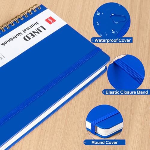 deli Navy Blue Lined Spiral Journal Notebook, 160 Pages, A5 (5.5"x8") Hardcover Writing Notebook, College Ruled Spiral Bound Journal for Women & Men - Perfect for Work, School, Office & Note Taking - color: Navy Blue