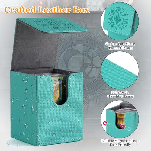 Arkeiliy MTG Deck Box 110+ Storage Sleeved Cards for Magic Commander - color: Turquoise