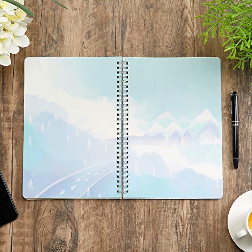 SIIXU Spiral Notebooks and Journals, Unique Personal Diary to Write in for Women and Girls, Pretty Unruled Paper Design, 6.8"x9.8", 128 Pages, Winter - color: Winter