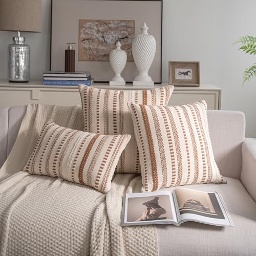 Cethom Brown Fall Rustic Boho Throw Pillow Covers 18x18 Inch Set of 2 - color: Brown, size: 18" x 18" (Pack of 2)