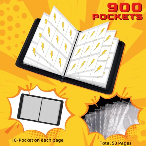 Trading Card Binder 9 Pocket Holds 900 Cards with 50 Removable Sleeves - size: Large