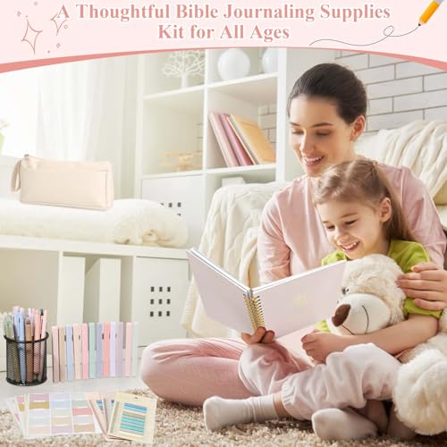 79 Pack Bible Study Supplies Journaling Kit for Women, Prayer Journal Note Taking Annotation Kit, Bible Tabs and Highlighters Set with Pencil Case and More Bible Study Tools - color: Multi
