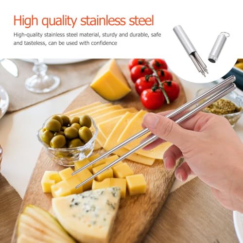 Garneck 1 Set Foldable Chopsticks with Case Travel Portable Stainless Stee Chopsticks Collapsible Silverware Reusable Cutlery for Outdoor Camping Use, Dishwasher Safe