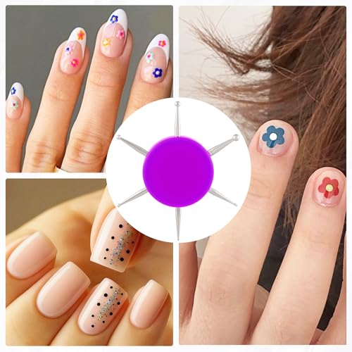 Nail Dotting Tool, 6-in-1 Metal Dotting Tool Nail Art, Purple - color: Purple, 1pcs, 6-in-1