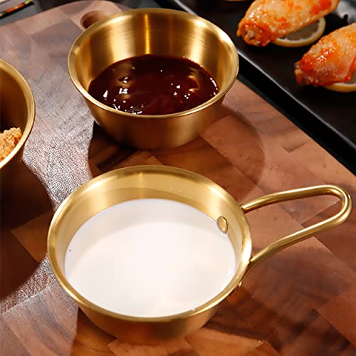 2-Pack Makgeolli Bowls, 304 Stainless Steel Korean Traditional Bowls Rice Wine Bowl with Handle, Hiking Soup Dish, Food Bowl Camp Cup, 4.7 Inch, 10 Ounces (Gold) - color: Gold