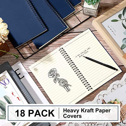 Yahenda 18 Pcs Spiral Notebooks, 1 Subject, Wide Ruled, Deep Blue - color: Deep Blue