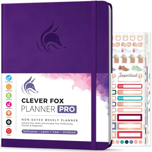 Clever Fox Planner PRO, Undated Weekly Planner, 8.5x11 Purple - color: Purple (Undated), size: A4 (8.5" x 11") Standard Version
