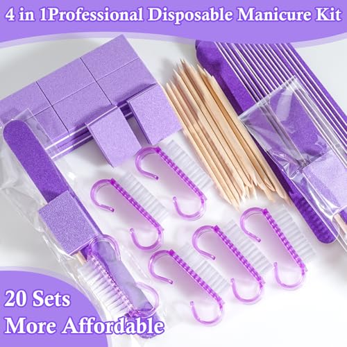 20 Sets Disposable Manicure Kit(20 Set -Purple) - size: 20 Set -Purple