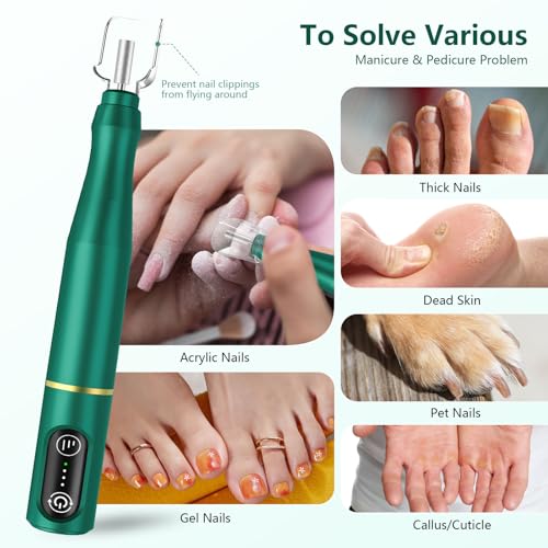 TUOBEO Cordless Nail Drill Electric Nail File Kit, Rechargeable Efile Set - color: Blackish Green