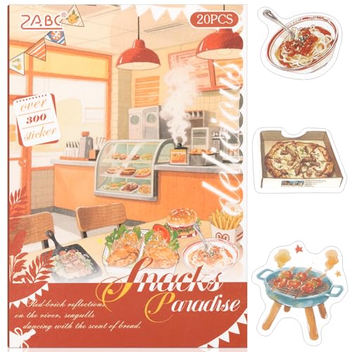 Snacks Series Sticker Scrapbooking Supplies for Junk Journal, 20 Sheets PET Stickers - color: Snacks Series