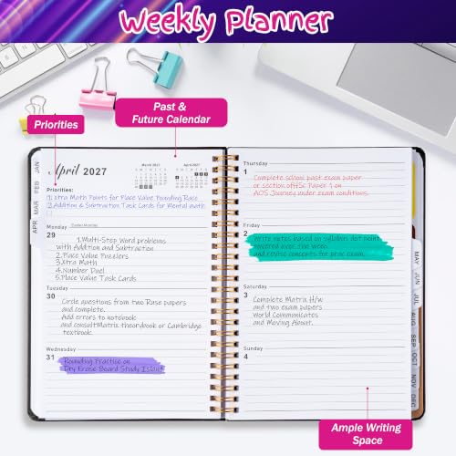 Xqumoi 2027 A5 Planner Neon Sign Light Up Weekly and Monthly Planner Gift - color: Neon Light 2027, size: A5