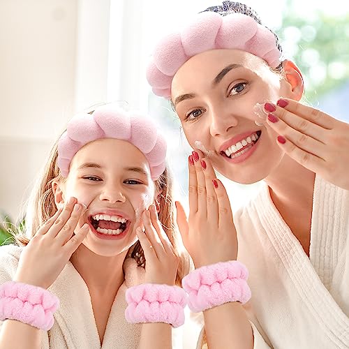 Zkptops Spa Headbands for Women Face Washing Wristband Sponge Makeup,Pink - color: Pink