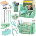 17 IN 1 Office Desk Organizer Set for Back to School Supplies Accessories - color: Green