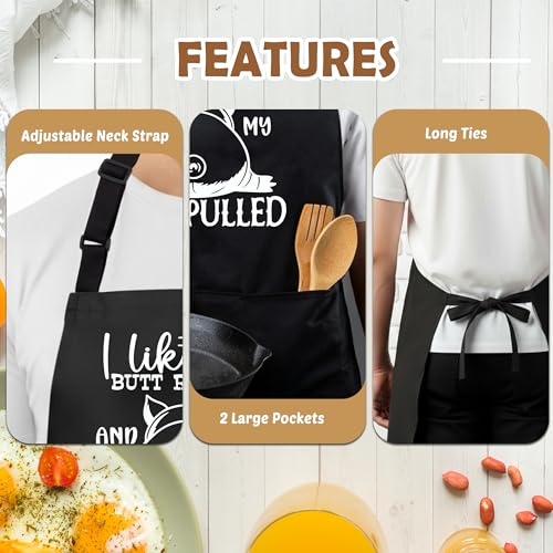 Funny Aprons for Men with 2 Pockets, Cooking Apron for Dad, Gag Gifts for Men, Adjustable BBQ Grilling Apron for Husband, Chef Kitchen Gifts for Birthday & Father’s Day - A05 - color: I Like My Butt Rubbed and My Pork Pulled