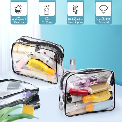 Weewooday 12 Pcs Clear Cosmetic Bags PVC Zipper,Large,Black - color: Black, size: Large