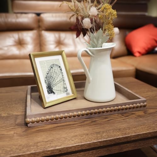 Hrastany Wood Decorative Tray for Coffee Table, Brown, 15.7"*11.8"*1.57" - color: Re Brown, size: 15.7" x 11.8" x 1.6"