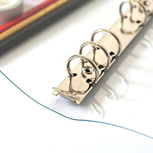A5 Binder Cover 6-Ring Planner 7"x9.25" Clear Transparent Soft PVC Notebook Shell Round Ring Binder Cover Protector Snap Button Closure Loose Leaf Folder - color: Transparent, size: A5 (180mm x 235mm)