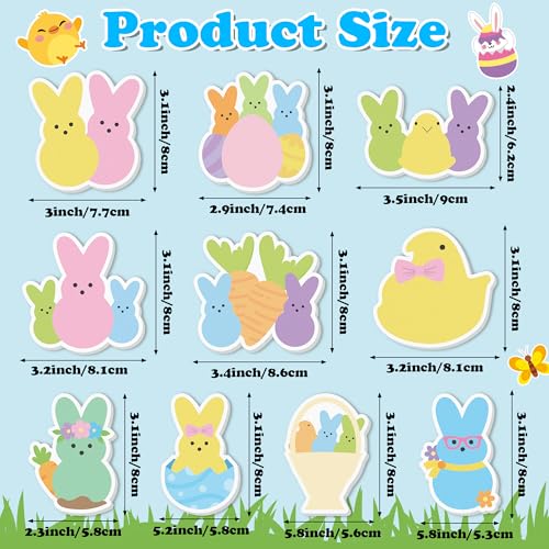 CJiangpo 30Pcs Easter Bunny Sticky Notes Pads, 600 Sheets Colorful Candy Rabbit Self Stick Notepad Cute Chick Egg Memo Pad Page Marker for Kids Classroom Rewards Easter Party Favors Basket Stuffers - color: Bunny