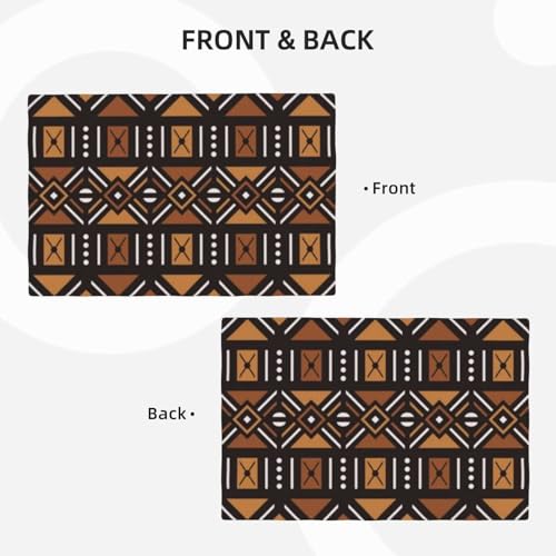 African Tribal Placemats Rectangle Linen Table Placemet Set of 4 - color: Brown Black, size: Set of 4