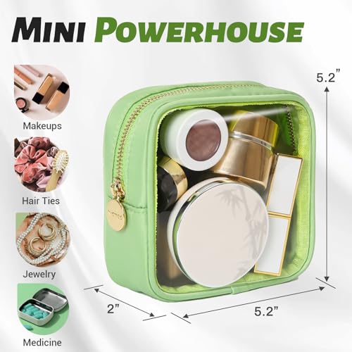 Aveniee Clear Makeup Bag, Small Pouches for Purse, Mini Cosmetic Bag for Inside Purse, Cute Organizer Bag for Travel Toiletry Lipstick-Green - color: Green