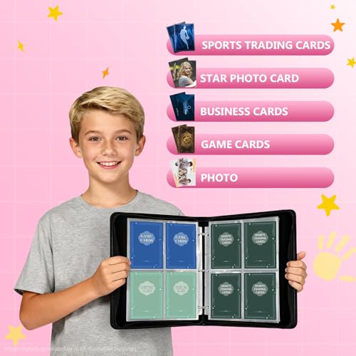 Premium Trading Card Binder, 4 Pocket Trading Card Binder for Pokemon TCG - color: Pink, size: Large