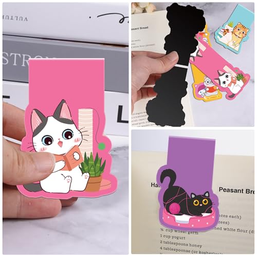 Cat Magnetic Bookmarks, 8 Pcs Cute Cartoon Cat Magnet Page Markers Animal Bookmark Clips for Reading, Magnetic Book Marks for Students Teachers Book Lovers School Office Gifts - style: Cute Cartoon Cat