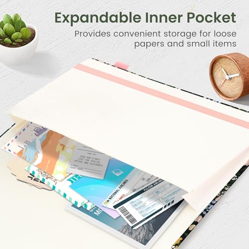 Taja Pretty Lined Journal for Women, Aesthetic Hardcover Leather Journal - color: E-Spring Scatter, size: A-Lined