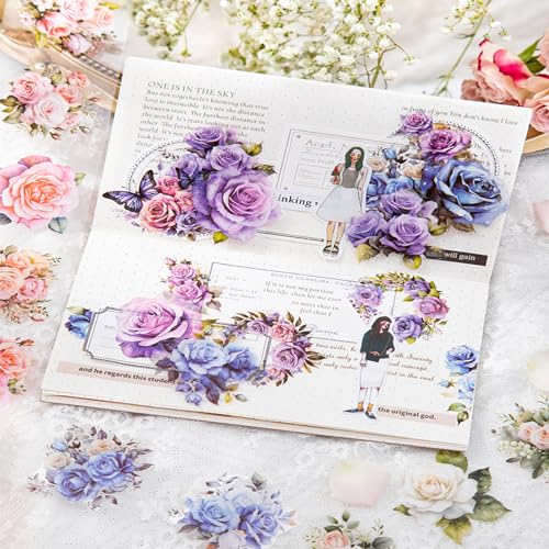 8Rolls Floral Washi Tape Set Flower PET Tapes Stickers for Crafts