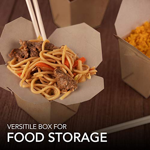 Take Out Food Containers 16 Oz Microwaveable Kraft Brown Paper Chinese Takeout Box (50 Pack) Leak and Grease Resistant Stackable Pint Size To Go Boxes - Recyclable Food Containers - Party Favor Box - size: 16 oz.