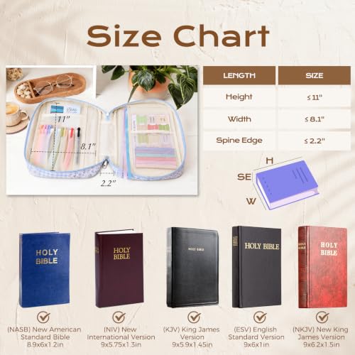 XKDOUS Bible Cover Case for Women Bible Bag Journaling Kit w/Study Supplies - color: Canvas Blue Patchwork, size: Large