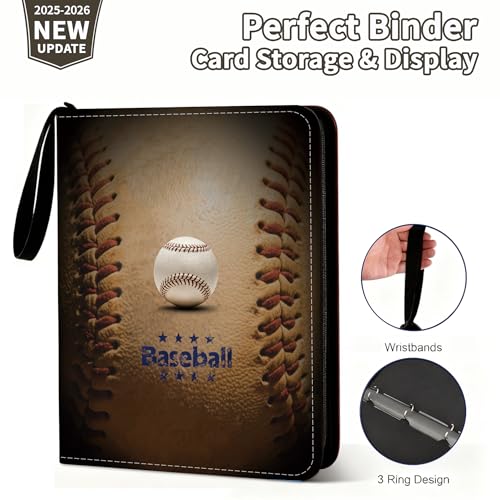 Baseball Card Binder, 400 Pockets, Protective Trading Card Album - color: Baseball, size: 400 Pockets
