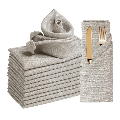 BALCONY & FALCON Rectangle Table Cloth Waterproof Beige 17.7"x17.7" 12pcs - color: Beige, size: 17.7" x 17.7" (Square)-12pcs