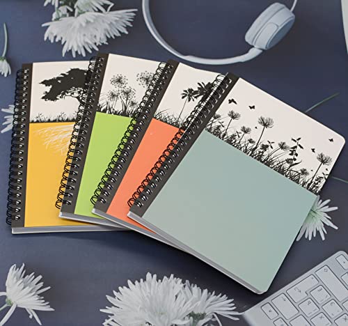 Yansanido Spiral Notebook, 4 Pcs A5 Thick Tree Design Hardcover 8mm Ruled 4 Color 80 Sheets -160 Pages Journals for Study and Notes (Tree) - style: Tree